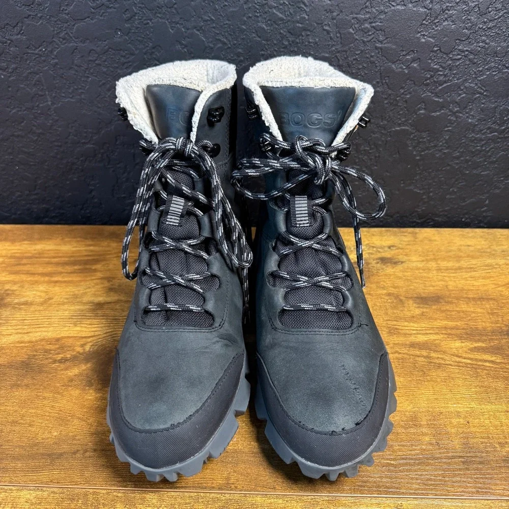 Bogs Arcata Ltr Tall 72843-001 Black Leather Waterproof Winter Boots Womens 7.5
